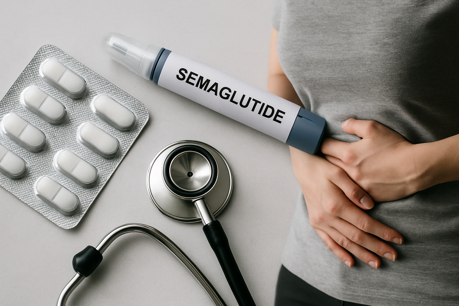 Medizinische Darstellung von Semaglutid-Nebenwirkungen und Risikofaktoren
